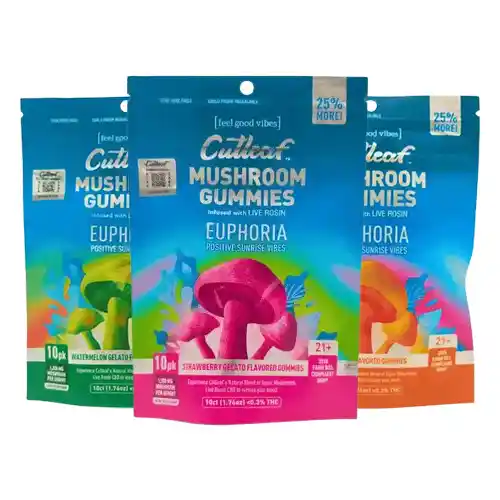 CUTLEAF EUPHORIA MUSHROOM GUMMIES LIVE ROSIN THC